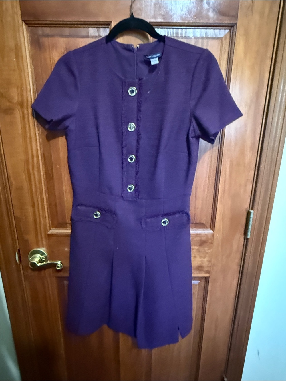 NWOT! TH Purple Short-Sleeve Dress with Decorative Buttons